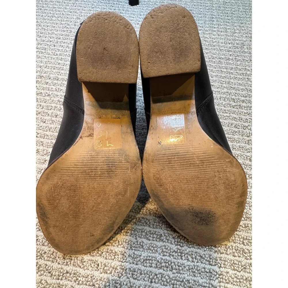 Madewell Women Black Leather Chelsea Ankle Boots Block Heel Pointed‎ Toe Size 7